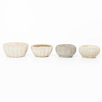 Syco Keramik, eight flower pots, Sweden, mid20th century.