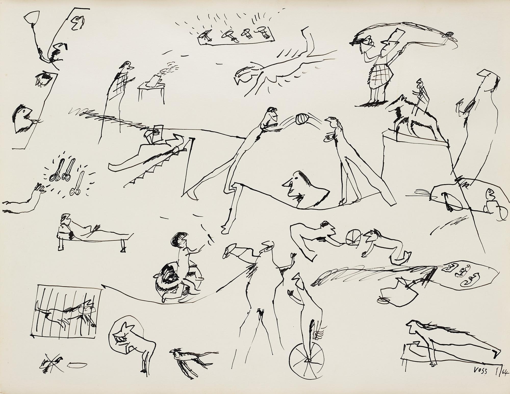 JAN VOSS, drawing, signed and dated -64.