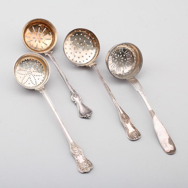 STRÖSKEDAR, 4 st, silver, svenska stämplar, 1800-tal. Vikt ca  235 gram.