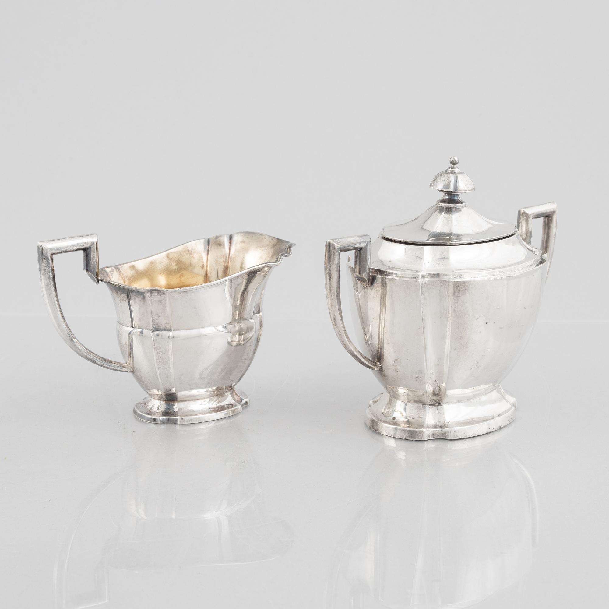 A Swedish silver sugarbowl and a creamer, marks of Evald Pettersson, Skövde 1921.