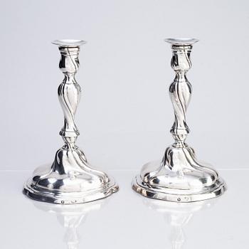 A pair of German 18th century silver candlesticks, possibly mark of Friedrich Wilhelm Krause, Berlin 1788-1802.