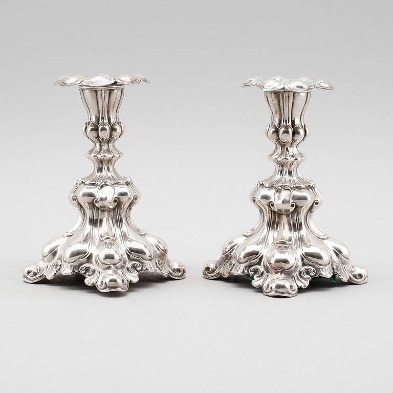 LJUSSTAKAR, 1 par, silver, CG Hallberg, Stockholm 1950.