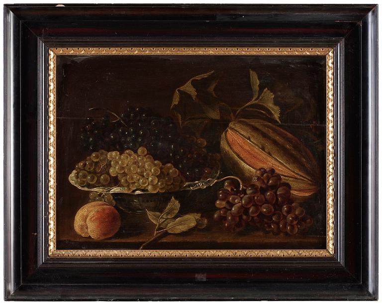 Unknown artist 19th century. Still life with melon and grapes.