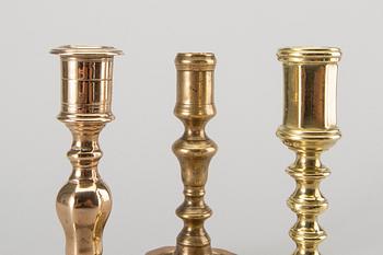 Three late baroque 18th century candlesticks.