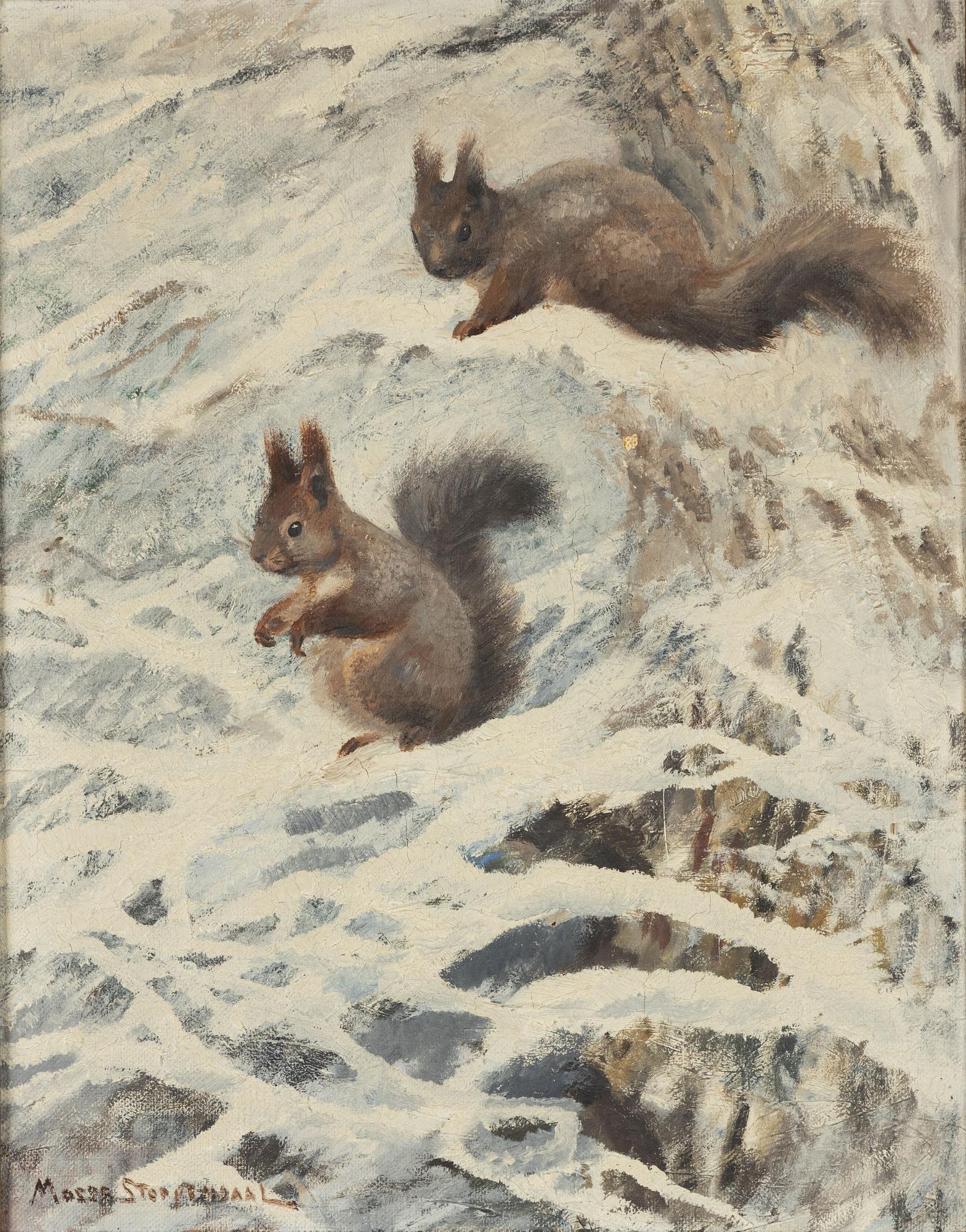 Mosse Stoopendaal, Squirrels in a Winter Forest.