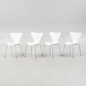 Arne Jacobsen, stolar 4 st, "Sjuan", Fritz Hansen, Danmark.