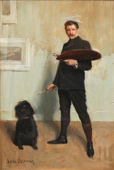Bernhard Österman, Selfportrait with dog.