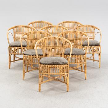 A set of eight bamboo and rattan chairs, Sika, Denmark.
