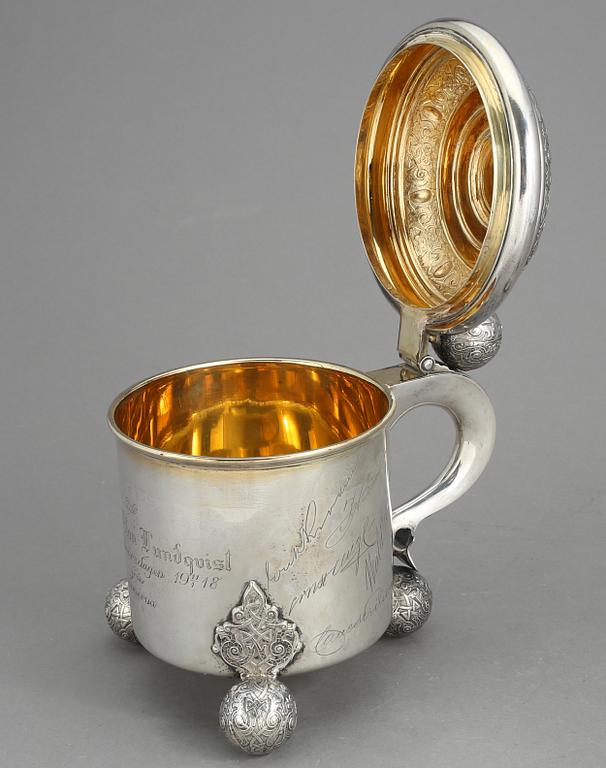 DRYCKESKANNA, silver, E Johansson, Gävle, 1917. Vikt ca 756g.