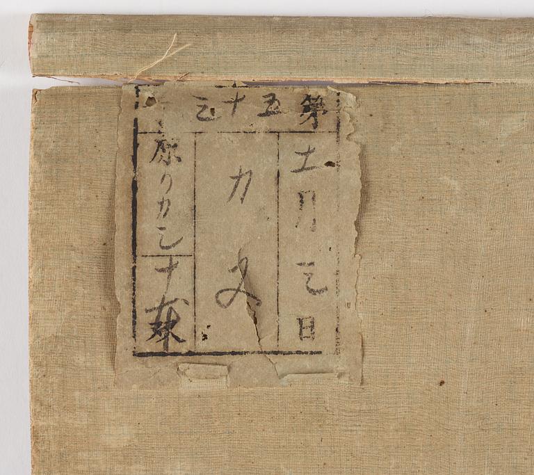 RULLMÅLNINGAR, två stycken, tusch och färg på papper och siden. Kina samt Japan, 1900-tal.