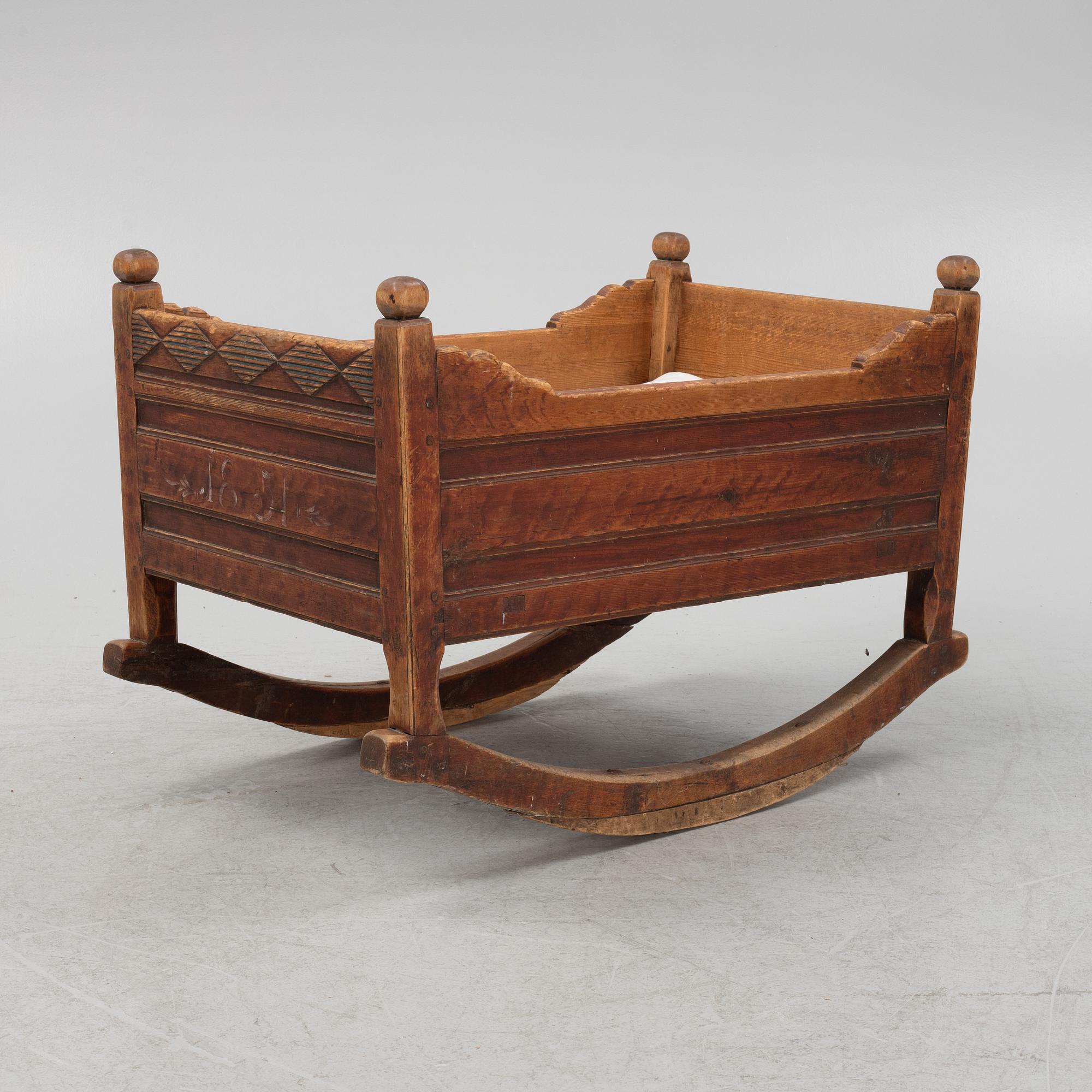 A Swedish cradle, Hälsingland, probably. Dated 1851.