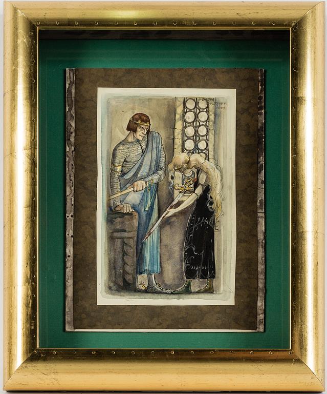 GERDA ZIELFELDT, akvarell och tusch, signerad Gerda Zielfeldt och daterad 1927.
