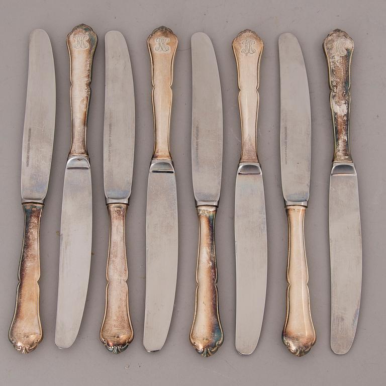 An 58-piece Finnish Chippendale silver cutlery set, Kultateollisuus Oy, Turku and Kultakeskus, Hämeenlinna, 1952-64.