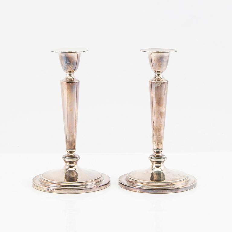 CG Hallberg candlesticks a pair silver Stockholm 1955.