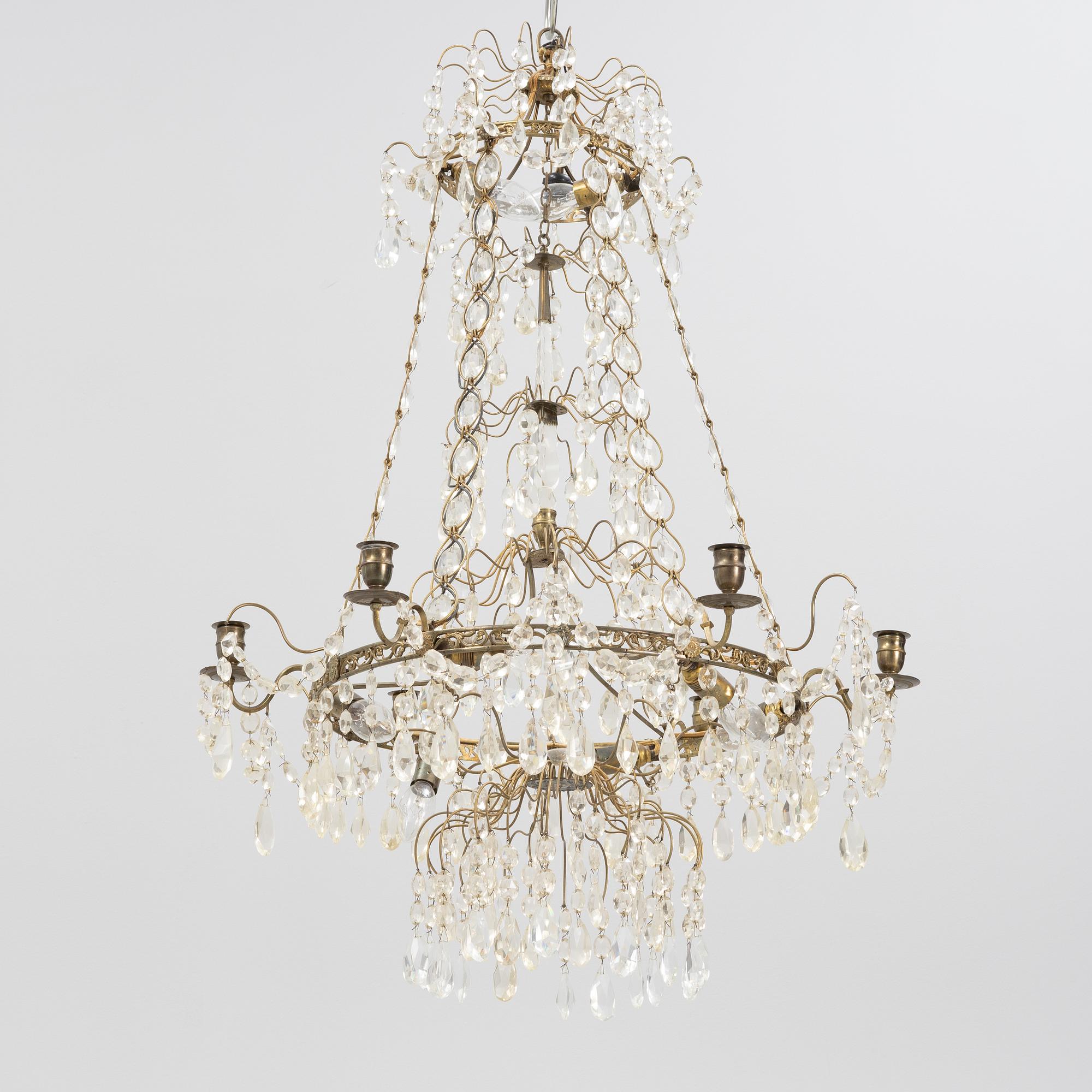 A Gustavian style chandelier, first half of the 20th Century.