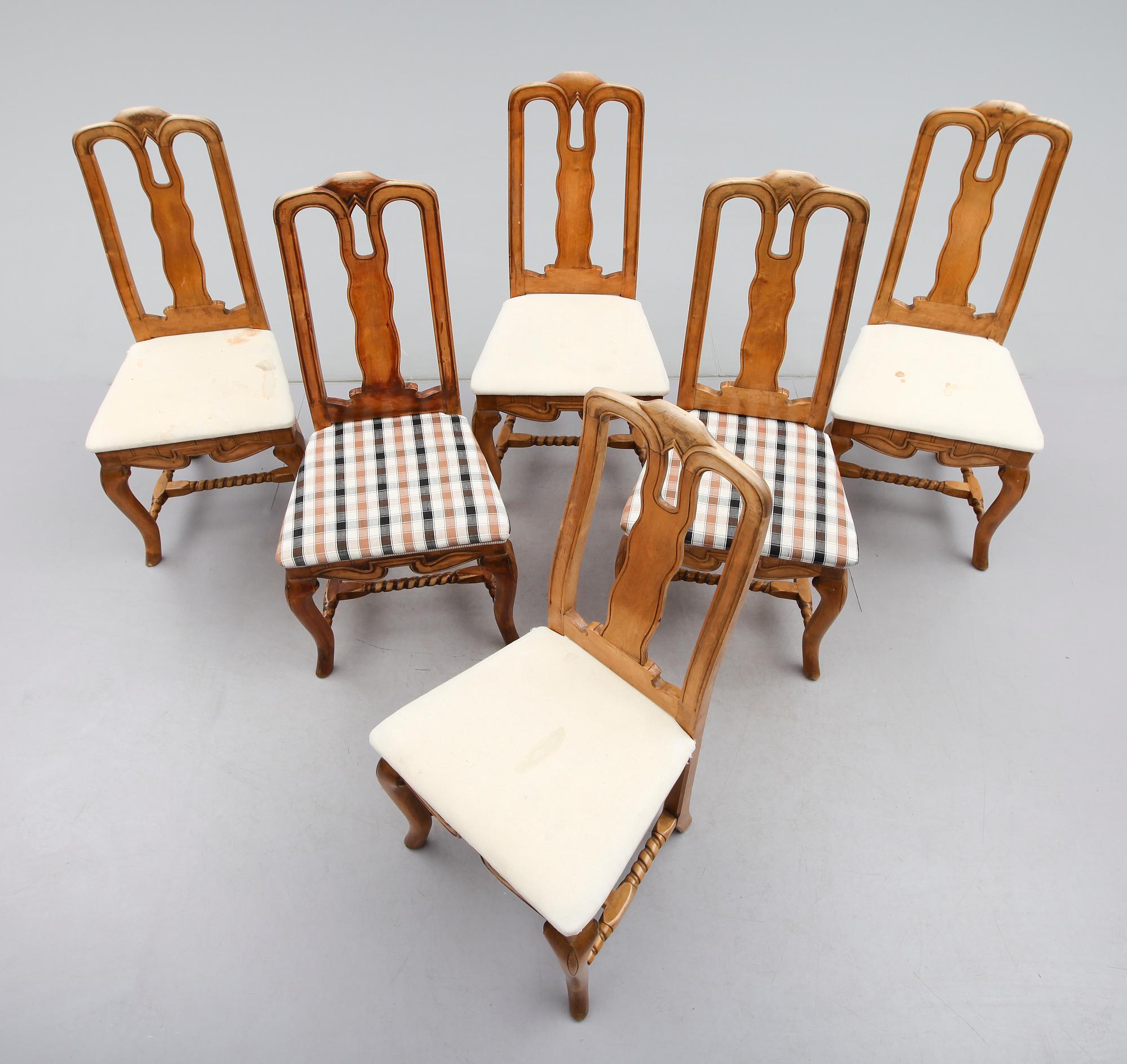STOLAR, 6 st, barockstil, omkring år 1900.
