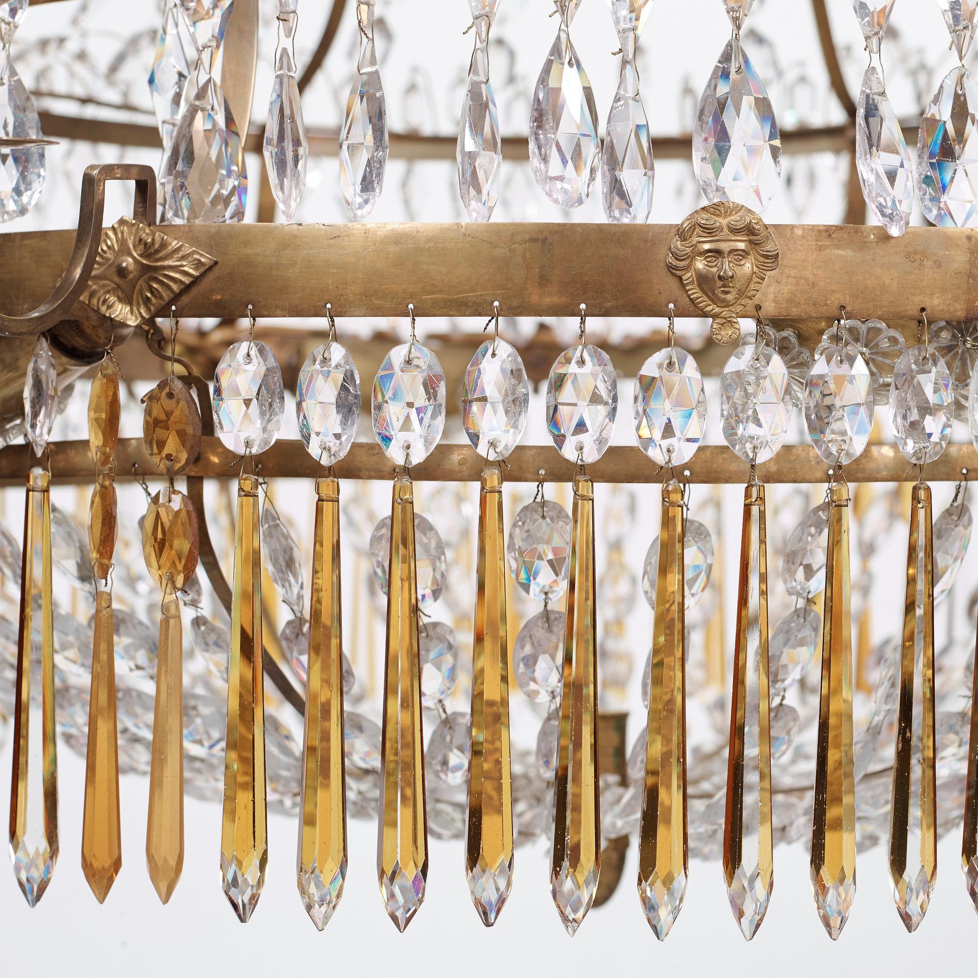 A late Gustavian early 19th century seven-light chandelier.