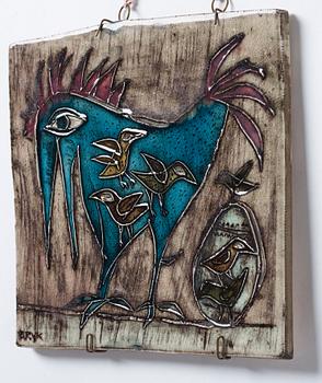 Rut Bryk, a stoneware plaque "Easter Bird", Finland ca 1950.