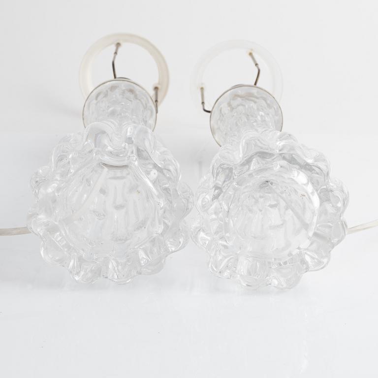 Carl Fagerlund, a pair of Orrefors Glass Table Lights.