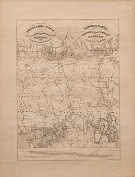 KARTOR, 7 st, litografi, F. Tengström, 1800-talets mitt.