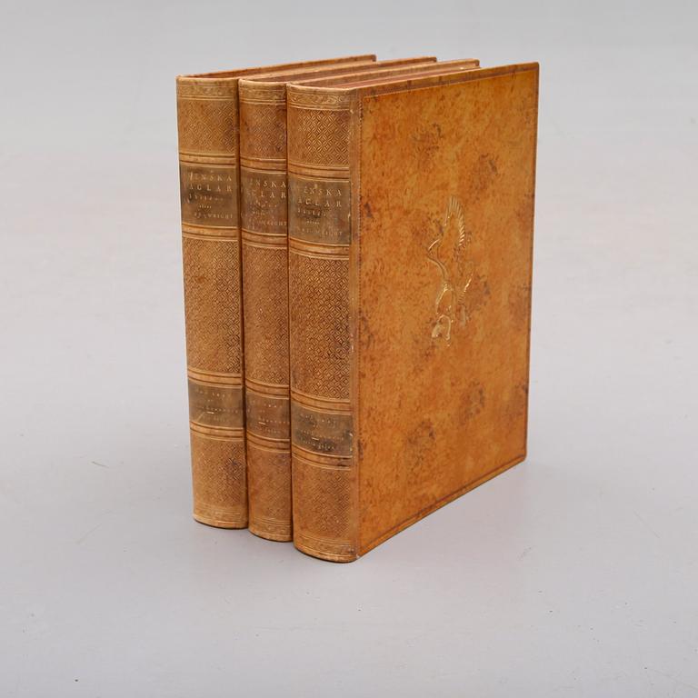 BÖCKER, 3 vol, "Svenska Fåglar", M,W & F von Wright, Stockholm 1927 och 1929.