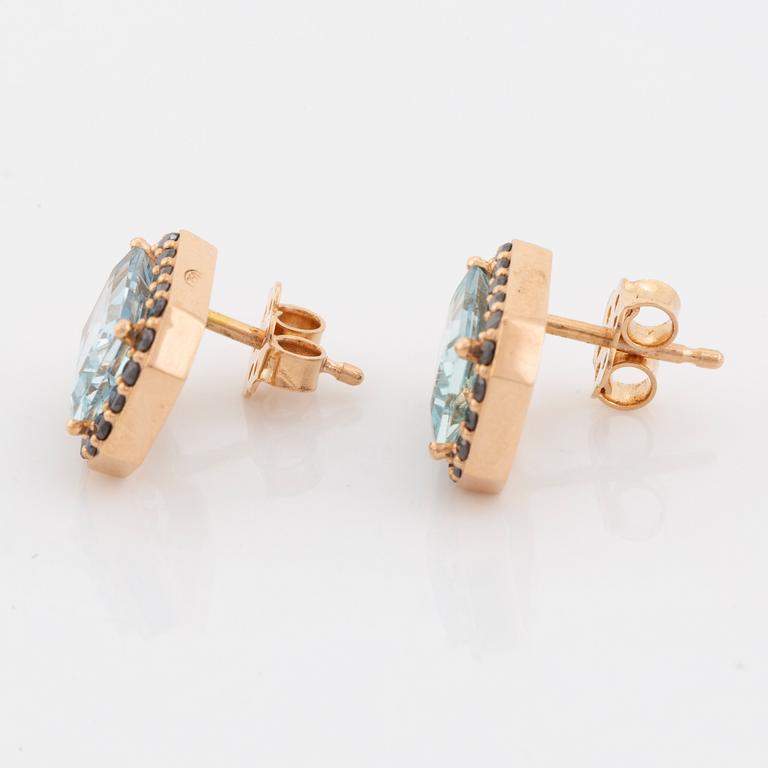 Aquamarine and black diamond earrings.