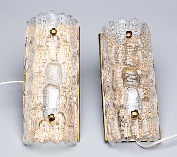 VÄGGLAMPOR, ett par, Orrefors. 1950-tal.