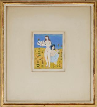 PARTI AKVARELLER, 6 st, bl a Mohammed Racim, orientaliskt, 1900-tal.