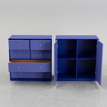 Byrå, skåp samt hylla med spotlights, Montana, Danmark.