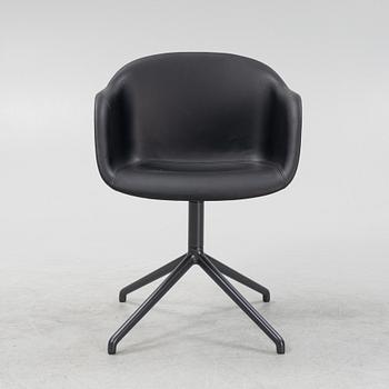 Iskos-Berlin, a leather upholstered swivel 'Fiber' chair, Muuto, Finland.