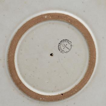 Lisa Larson, three stoneware candlesticks "Julius", "Juliana", "Angel" aswell as a bowl "Guldknopp",  Gustavsberg.