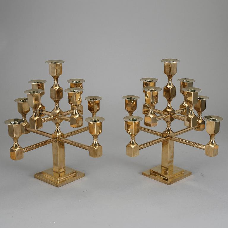 KANDELABRAR, ett par, mässing, Gusum, 1900-tal.