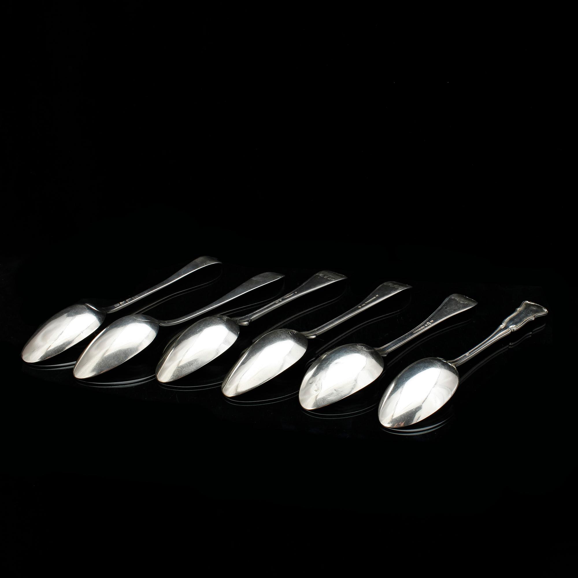 MATSKEDAR, 6 st, silver, bland annat P.E Sundberg, 1852. Vikt ca 360 gram.