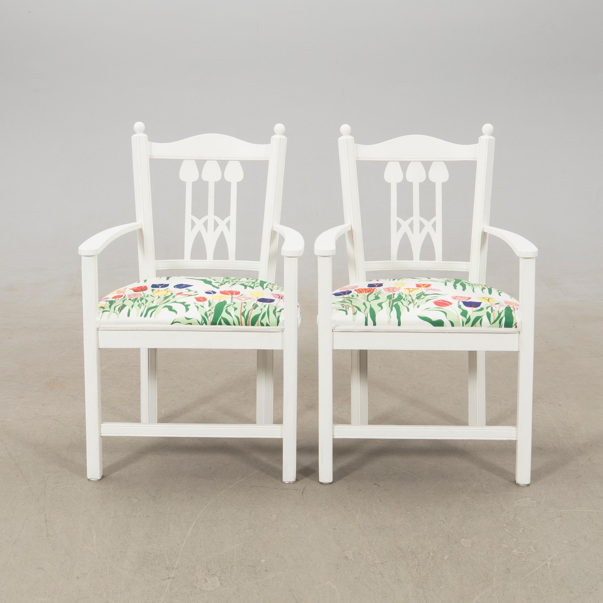Armchairs, a pair, circa 1900.