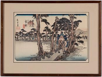 ANDO UTAGAWA HIROSHIGE, six color woodblock prints, Japan, 20th century.