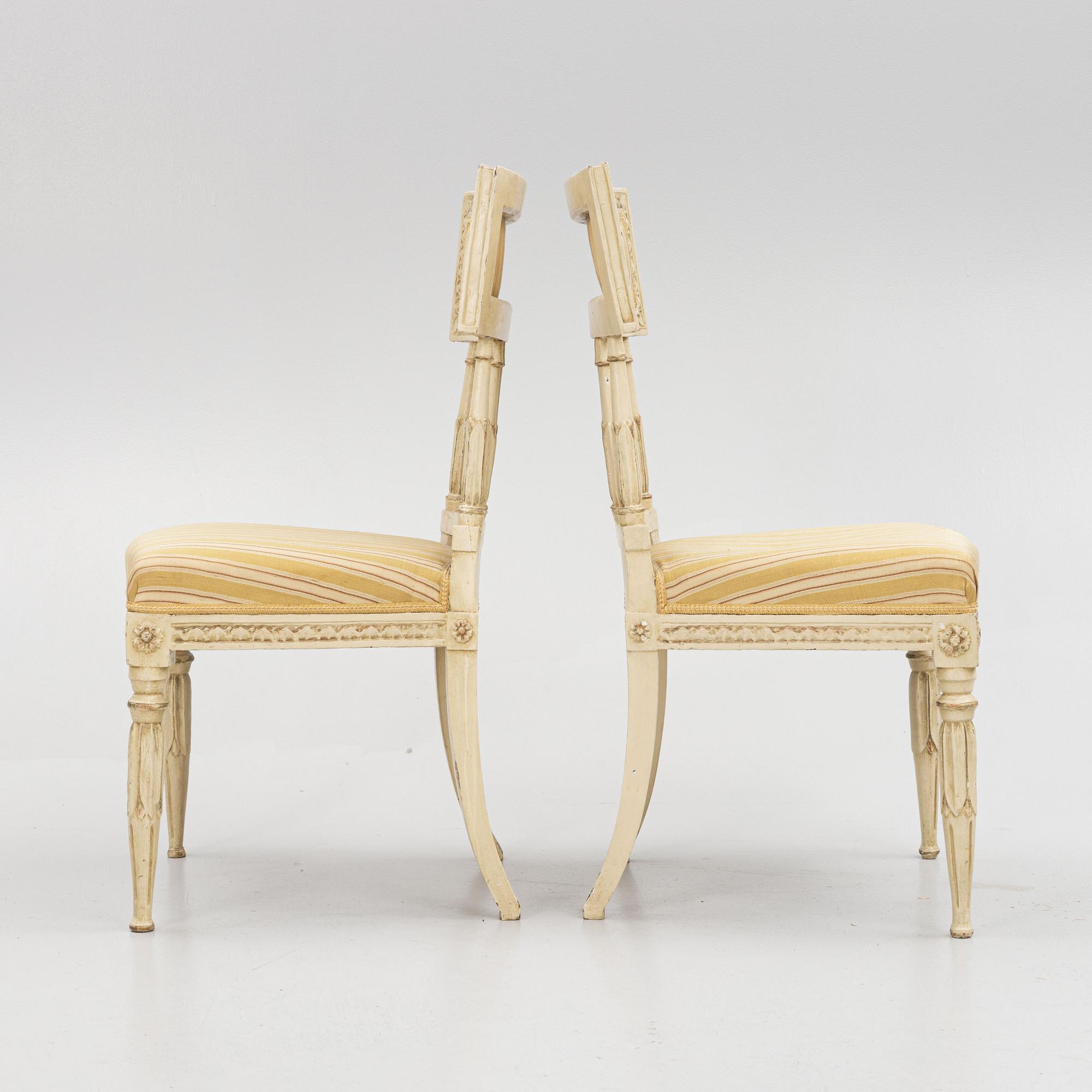 A set of six late Gustavian chairs, Stockholm, late 18th century.