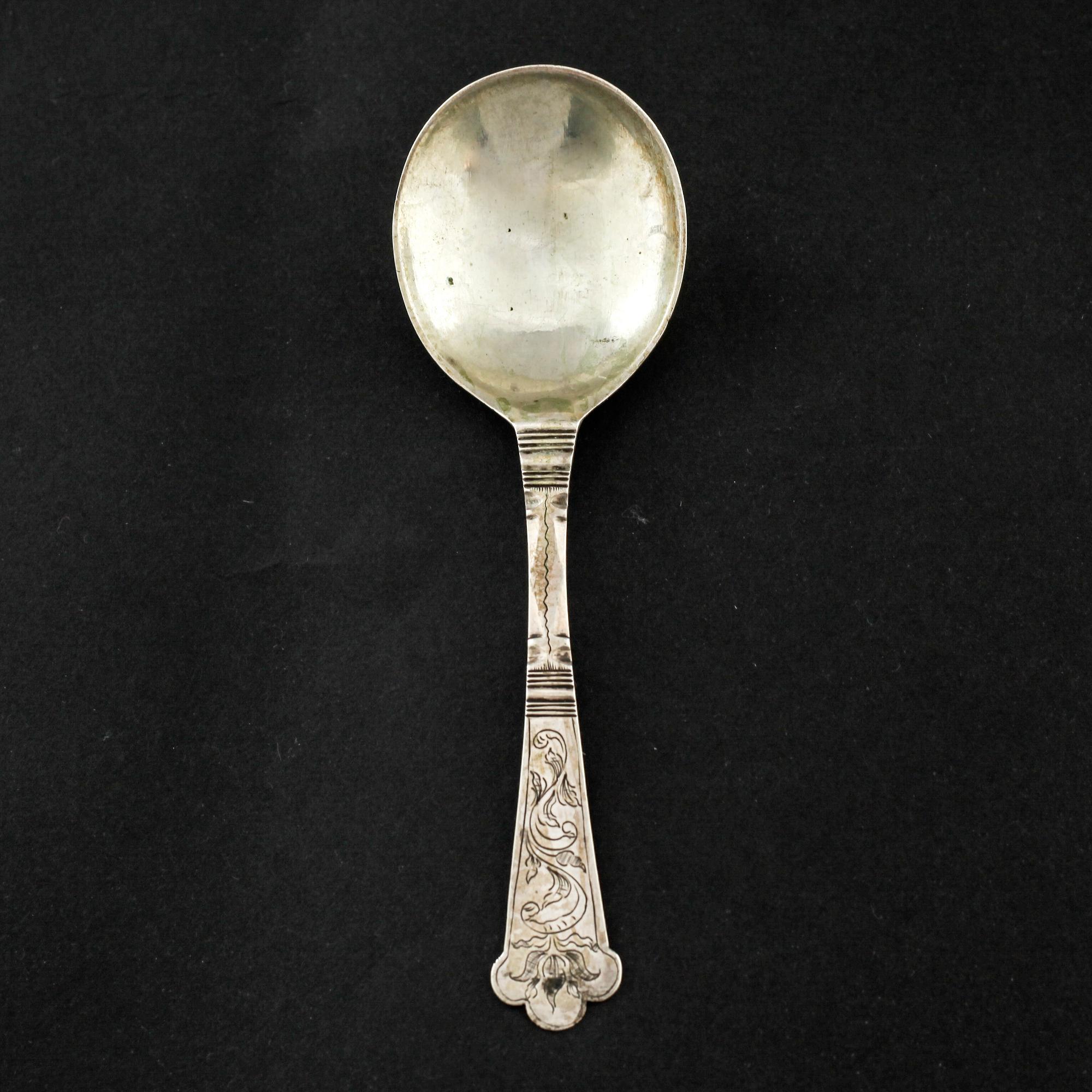 A Norwegian silver spoon, unmarked, probably 18th century.