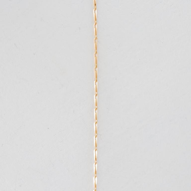 Necklace of 14K and 18K gold with a cultured pearl.