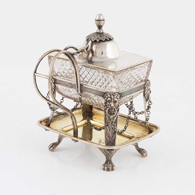 A Swedish Parcel-Gilt Silver Mustard Pot, mark of Gustaf Folcker, Stockholm 1817.