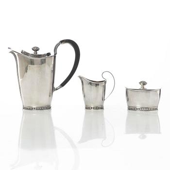 Sven-Arne Gillgren, Kaffeservis, 3 delar, silver, Swedish Modern, Stockholm 1965.