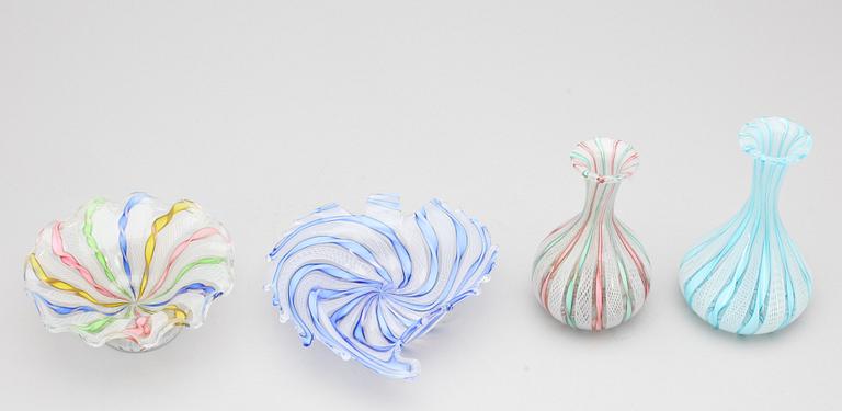 SKÅLAR samt VASER, 2+2, glas, Murano, 1900-talets andra hälft.