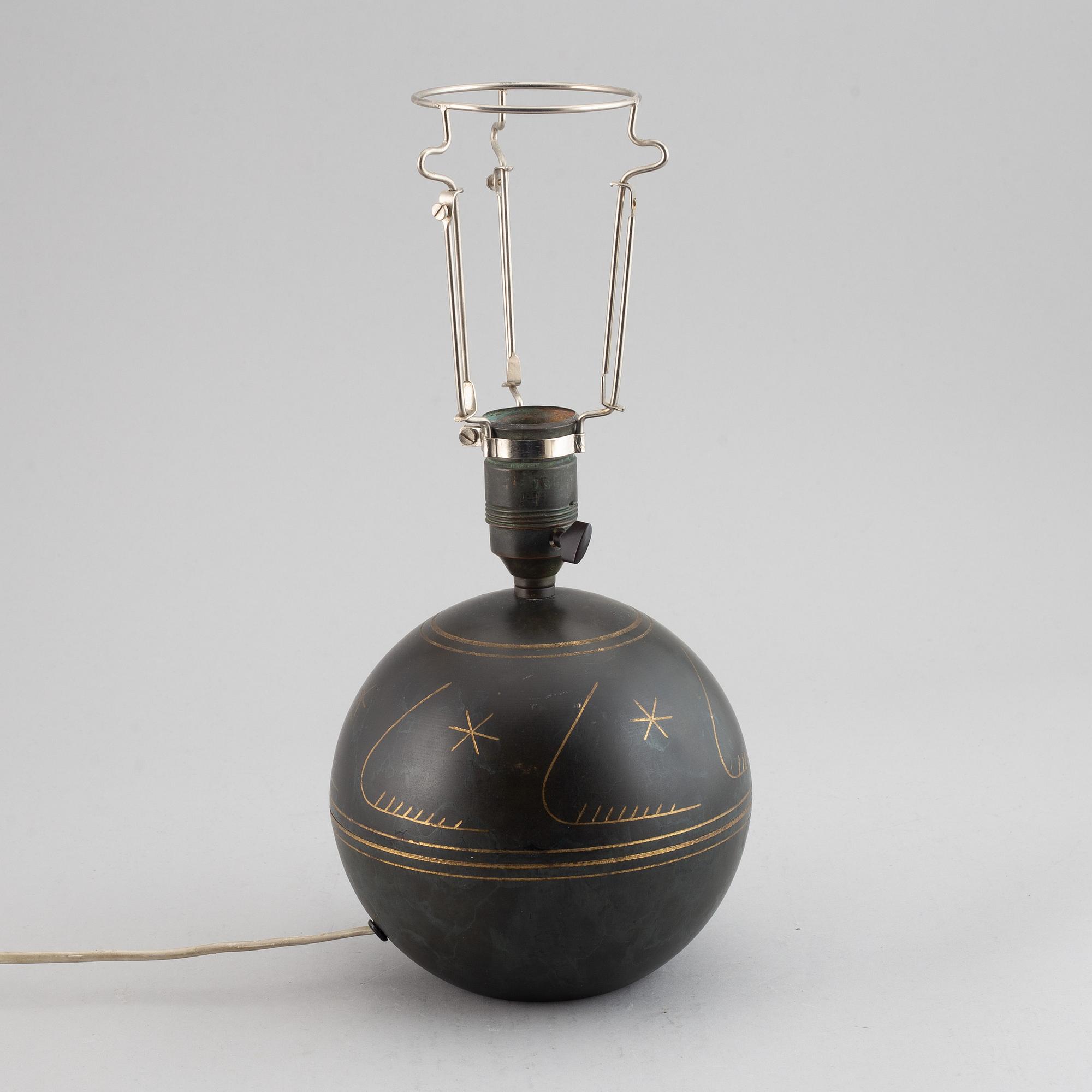 Bordslampa, funkis, brons, Sverige, 1930-tal.