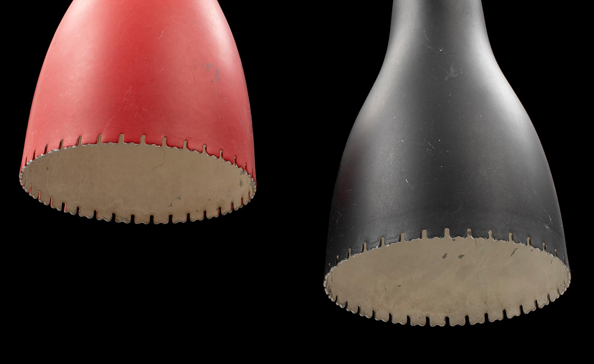 A pair of ceiling laps by Bent Karlby, Lyfa, Denmark, 1950s.