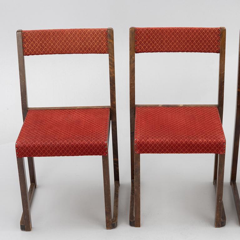 Sven Markelius, Chairs, 4 pcs, so-called "Orchestra Chairs", mid-20th century.