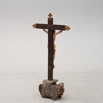 A 17TH CENTURY WOODEN CRUCIFIX, baroque.