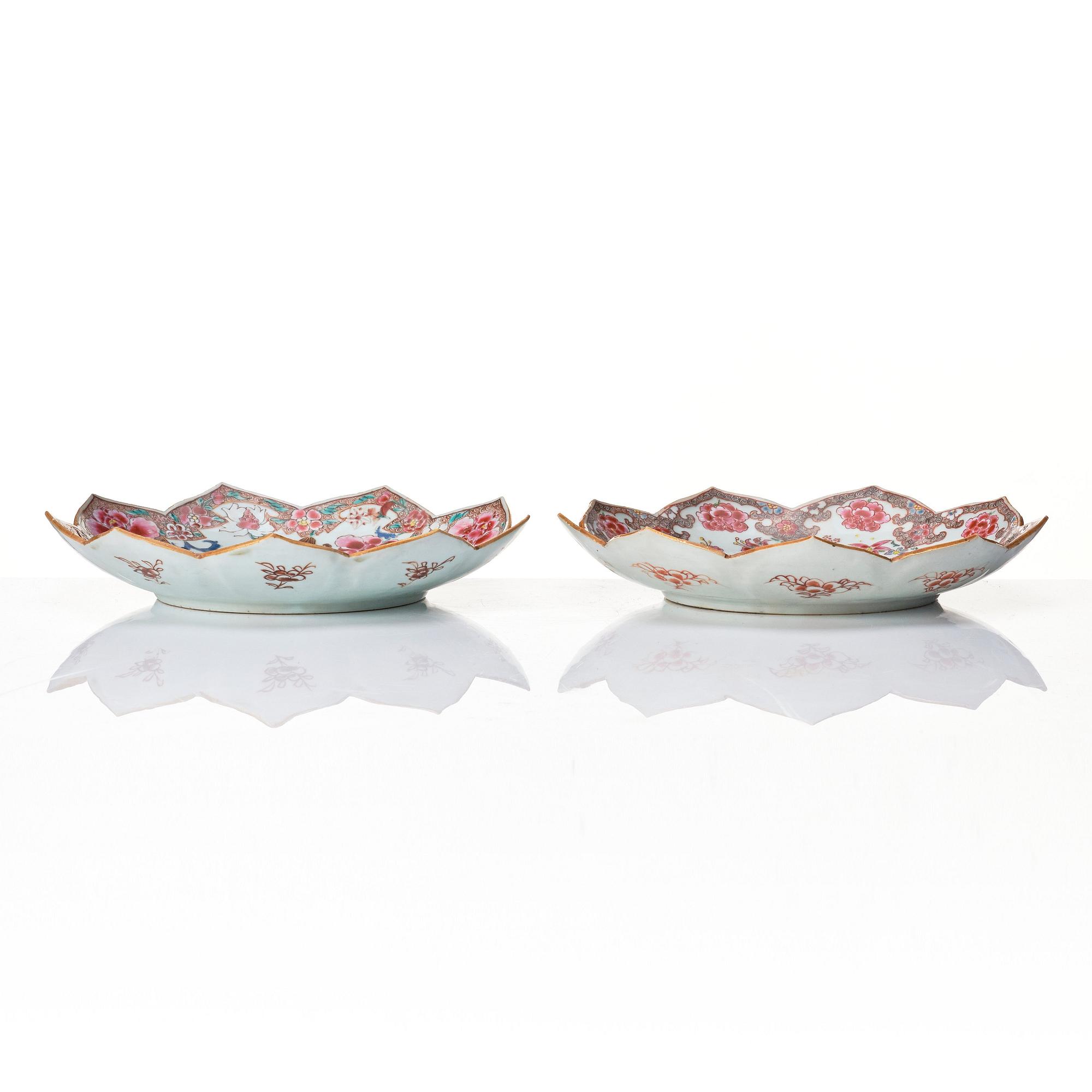 A pair of famille rose dishes, Qing dynasty, Qianlong (1736-95).