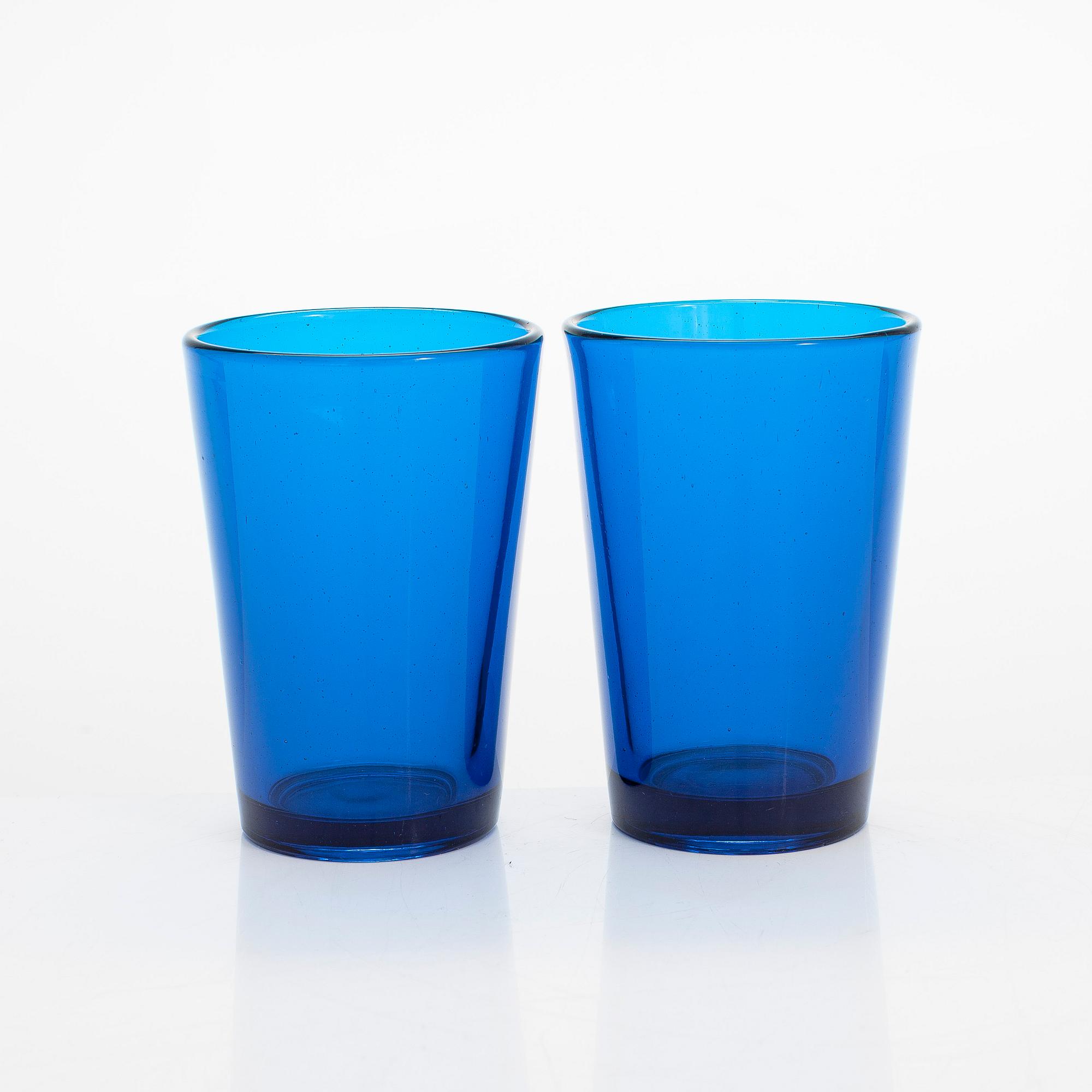 Drinking glasses, 14 pieces, pressed glass, mid-20th century.