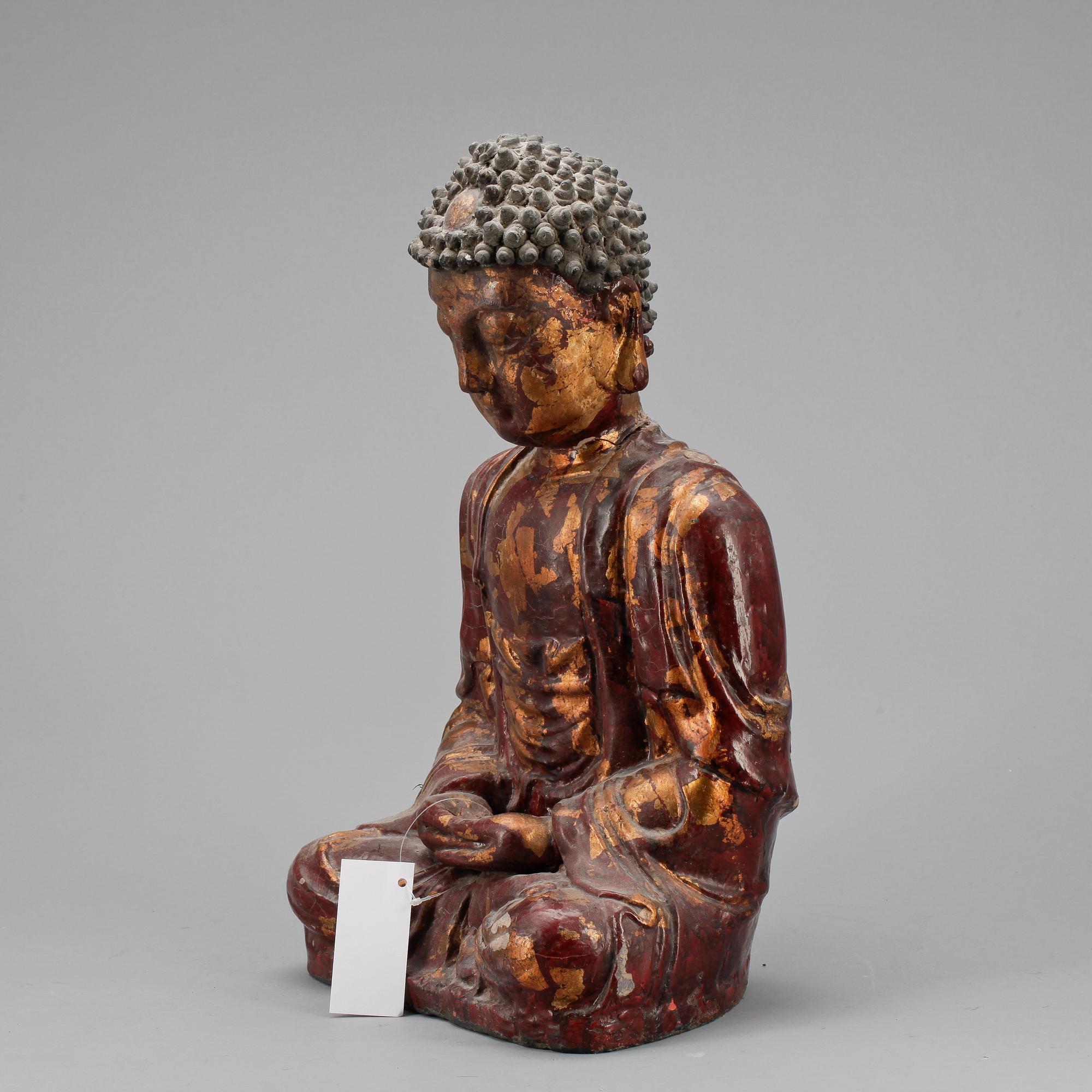 FIGUR, lergods, Buddha, tidigt 1900-tal.