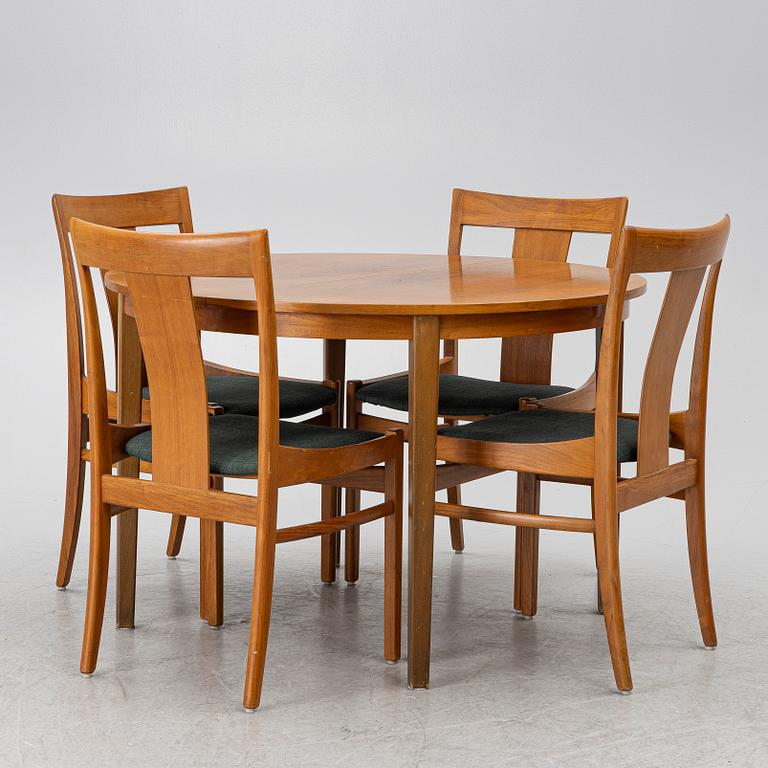 Carl-Evert Ekström, dining table with four chairs, AB Johansson & söner, Hyssna. Mid-20th century.