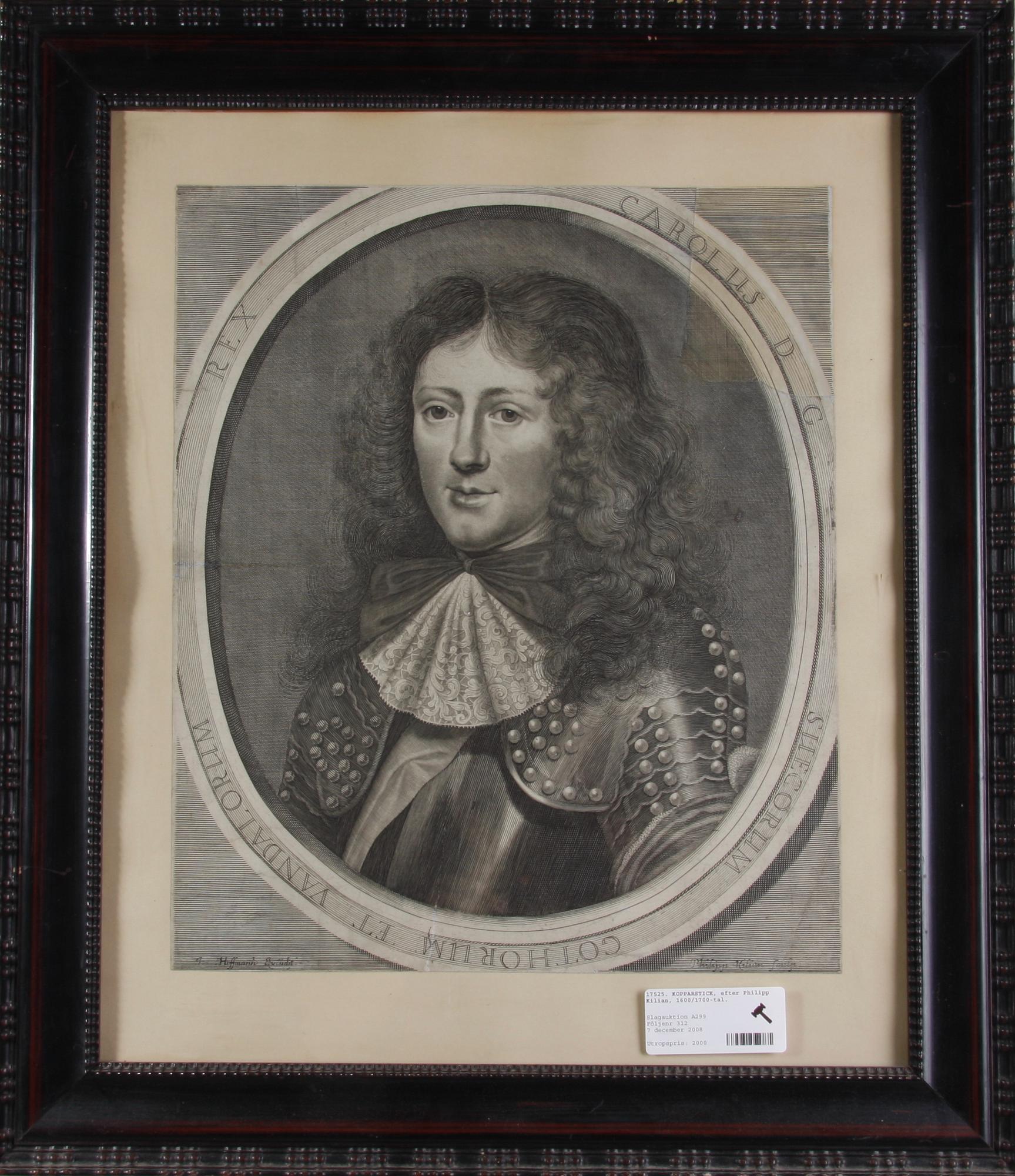 KOPPARSTICK, efter Philipp Kilian, 1600/1700-tal.